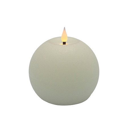 VELA DECORATIVA REDONDA COM LED EM CERA COR BRANCA