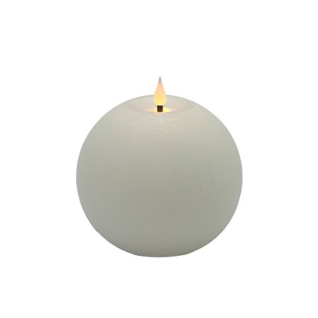 VELA DECORATIVA REDONDA COM LED EM CERA COR BRANCA