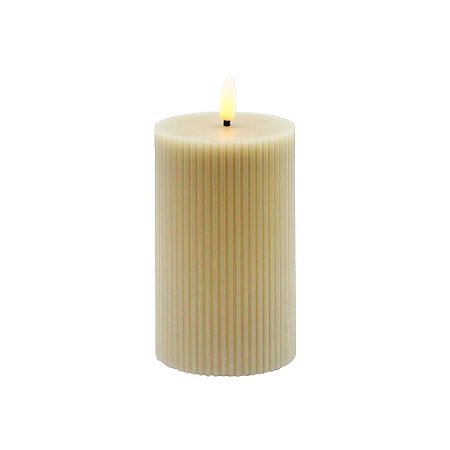 VELA DECORATIVA COM LED EM CERA COR BEGE