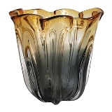 VASO DE VIDRO AMBAR E PRETO 23CM X 23CM