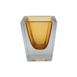 VASO DE VIDRO TRANSPARENTE E AMBAR
