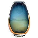 VASO DE VIDRO VERDE E AMBAR