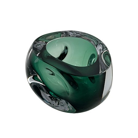 VASO DE VIDRO VERDE ESTILO MURANO
