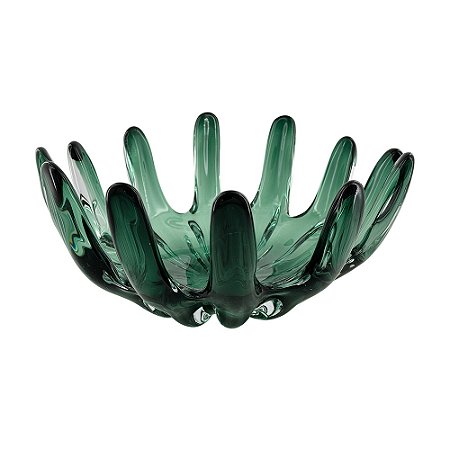 CENTRO DE MESA EM VIDRO VERDE ESTILO MURANO