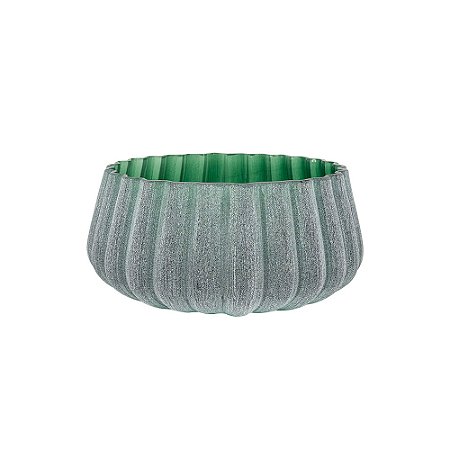VASO DECORATIVO EM VIDRO VERDE FOSCO ESTILO MURANO