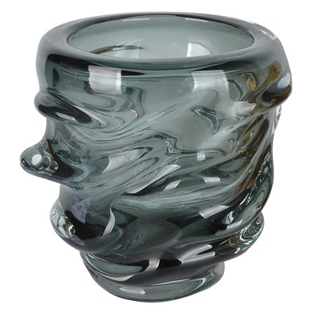 VASO DE VIDRO FUME ESTILO MURANO