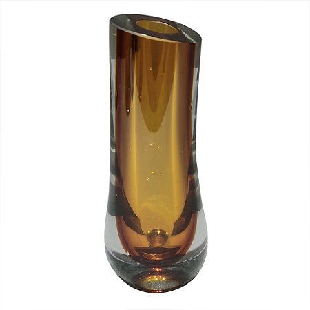 VASO DE VIDRO TRANSPARENTE E AMBAR