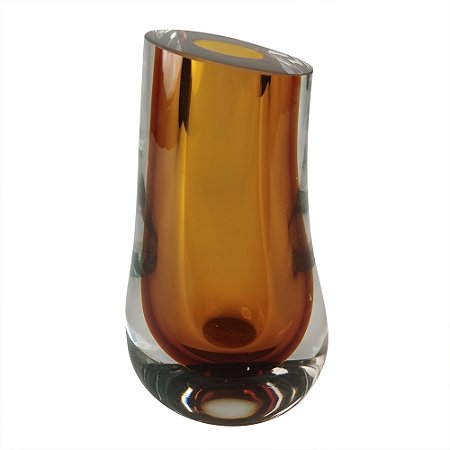 VASO DE VIDRO TRANSPARENTE E AMBAR