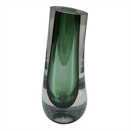 VASO DE VIDRO TRANSPARENTE E VERDE