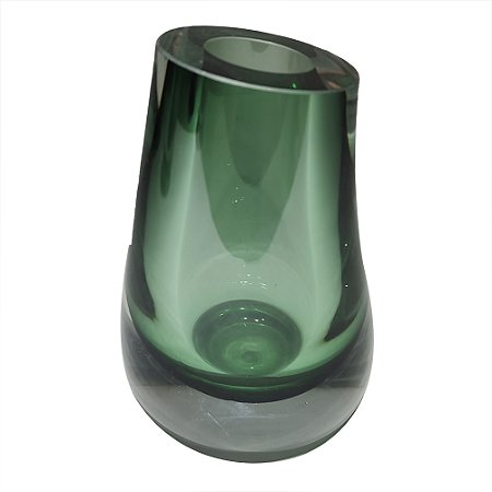 VASO DE VIDRO TRANSPARENTE E VERDE