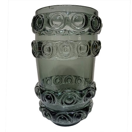 VASO DECORATIVO EM VIDRO - VERDE OLIVA - 22X22X36CM
