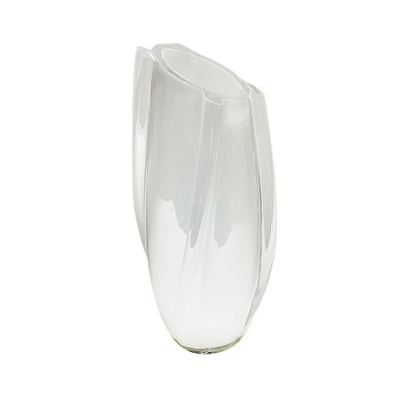VASO DECORATIVO EM VIDRO BRANCO ESTILO MURANO