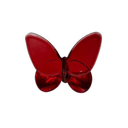 BORBOLETA DECORATIVA EM VIDRO VERMELHO