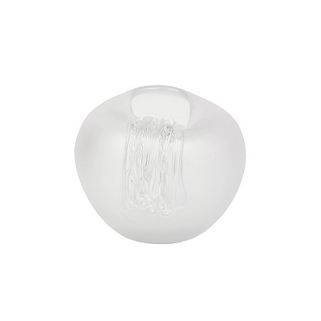 VASO DECORATIVO EM VIDRO COM DETALHE BRANCO FOSCO E TRANSPARENTE