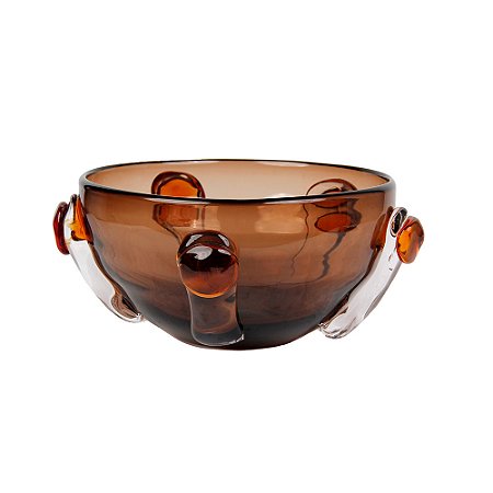 VASO DECORATIVO EM VIDRO COM DETALHE EM RELEVOS MARROM