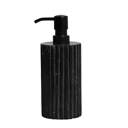 PORTA SABONETE LIQUIDO EM MARMORE E METAL PRETO