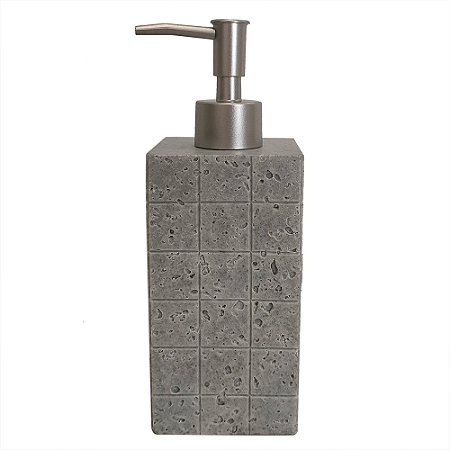 PORTA SABONETE LIQUIDO EM RESINA DISPENSER CINZA 7,2CM X 7,2CM X 19,5CM