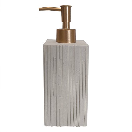PORTA SABONETE LIQUIDO EM RESINA DISPENSER BRANCO E ROSE GOLD 7CM X 7CM X 20CM