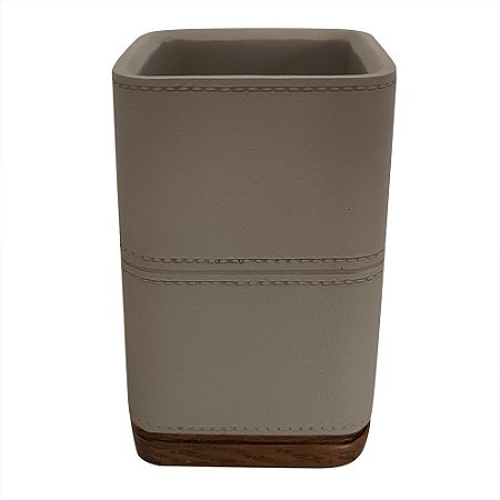 PORTA ALGODAO EM RESINA PARA BANHEIRO CINZA 7,3CM X 7,3CM X 11,7CM