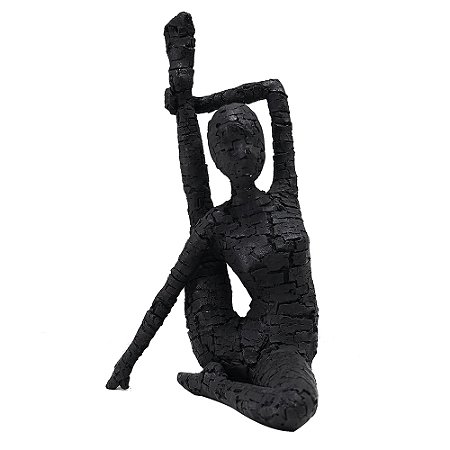 PECA DECORATIVA EM RESINA ESTATUETA BAILARINA PRETO 14,5CM X 12,5CM X 25,5CM