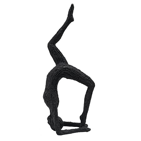 PECA DECORATIVA EM RESINA ESTATUETA YOGA PRETO 15,5CM X 10,5CM X 38,5CM