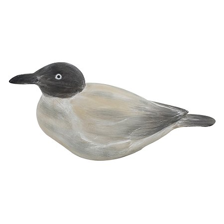 PATO DECORATIVO EM RESINA PRETO E BRANCO 21,7CM X 7CM X 10CM