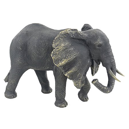 ELEFANTE DECORATIVO EM RESINA CINZA 27CM X 15,5CM X 17,5CM