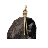 PECA DECORATIVA DE METAL E OBSIDIANA DOURADA E PRETA