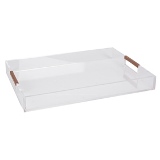 BANDEJA DE ACRILICO COM ALCA DE COURO