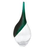 VASO DE VIDRO TURQUESA E TRANSPARENTE