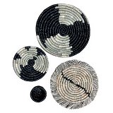 CONJ DE OBJETOS DECORATIVOS DE PAREDE PRETO E NATURAL - 4 PCS