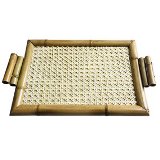 BANDEJA DE BAMBU E RATTAN TRANCADO NATURAL