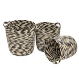 CONJ DE CESTOS DE PAPEL BEGE E PRETO - 3 PCS