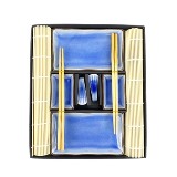 KIT DE COMIDA JAPONESA PARA 2 PESSOAS DE CERAMICA AZUL