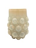 VASO DE VIDRO COM BOLAS CHAMPAGNE