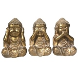 CJ. DE FIGURAS DECORATIVAS DE RESINA DOURADAS - 3PCS