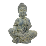 ESTATUETA DE BUDDHA SENTADO DE CERAMICA CINZA