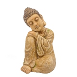 ESTATUETA DE BUDDHA SENTADO DE CERAMICA MARROM