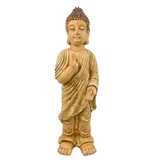 ESTATUETA DE BUDDHA DE PE DE CERAMICA MARROM