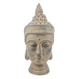 ESTATUETA DE CABECA DE BUDDHA CINZA