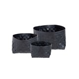 CONJ DE CESTOS DE COURO SINTETICO PRETO - 3 PCS