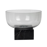 CENTRO DE MESA DE VIDRO E PEDRA TRANSPARENTE E PRETO