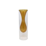 VASO DE VIDRO DUPLO TRANSPARENTE E AMBAR