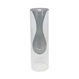 VASO DE VIDRO DUPLO TRANSPARENTE E CINZA