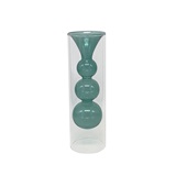 VASO DE VIDRO DUPLO TRANSPARENTE E AZUL