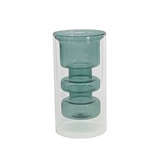 VASO DE VIDRO DUPLO TRANSPARENTE E AZUL