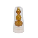 VASO DE VIDRO DUPLO TRANSPARENTE E AMBAR