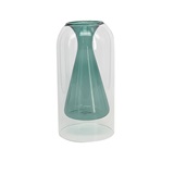 VASO DE VIDRO DUPLO TRANSPARENTE E AZUL