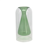 VASO DE VIDRO DUPLO TRANSPARENTE E VERDE