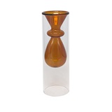 VASO DE VIDRO DUPLO TRANSPARENTE E AMBAR
